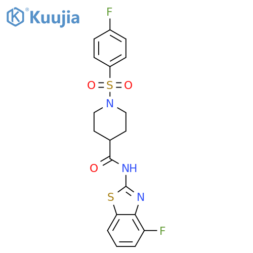 N-(4-fluoro-1,3-benzothiazol-2-yl)-1-(4-fluorobenzenesulfonyl)piperidine-4-carboxamide structure