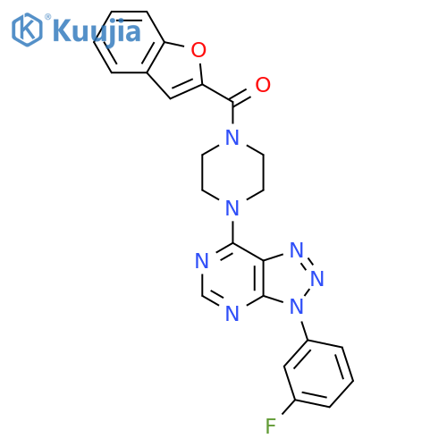 1-(1-benzofuran-2-carbonyl)-4-3-(3-fluorophenyl)-3H-1,2,3triazolo4,5-dpyrimidin-7-ylpiperazine structure