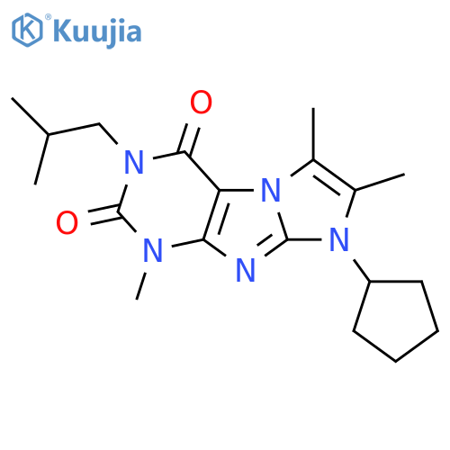 8-cyclopentyl-1,6,7-trimethyl-3-(2-methylpropyl)-1H,2H,3H,4H,8H-imidazo1,2-gpurine-2,4-dione structure