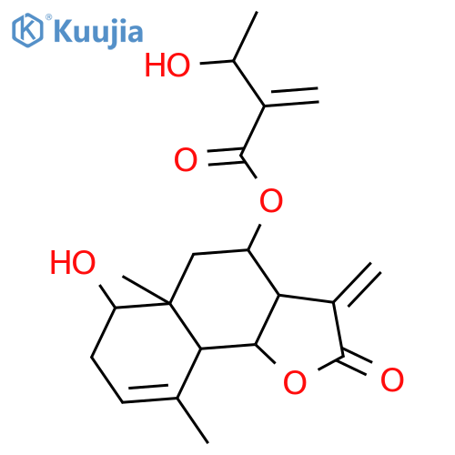 3-Hydroxy-2-methylenebutanoic acid 2,3,3a,4,5,5a,6,7,9a,9b-decahydro-6-hydroxy-5a,9-dimethyl-3-methylene-2-oxonaphtho[1,2-b]furan-4-yl ester structure