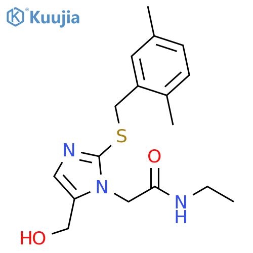 2-(2-{(2,5-dimethylphenyl)methylsulfanyl}-5-(hydroxymethyl)-1H-imidazol-1-yl)-N-ethylacetamide structure