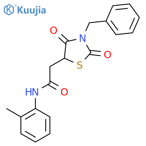 2-(3-benzyl-2,4-dioxo-1,3-thiazolidin-5-yl)-N-(2-methylphenyl)acetamide structure