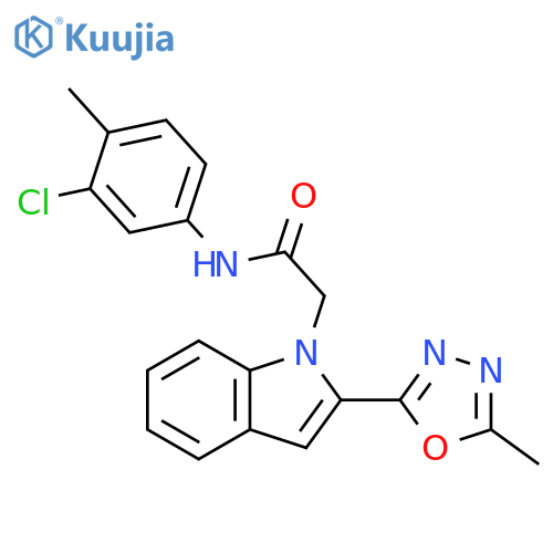 N-(3-chloro-4-methylphenyl)-2-2-(5-methyl-1,3,4-oxadiazol-2-yl)-1H-indol-1-ylacetamide structure