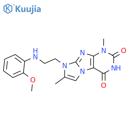 8-{2-(2-methoxyphenyl)aminoethyl}-1,7-dimethyl-1H,2H,3H,4H,8H-imidazo1,2-gpurine-2,4-dione structure
