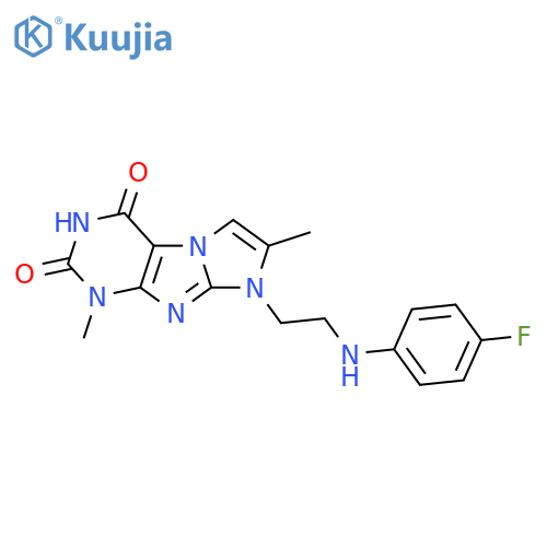 8-{2-(4-fluorophenyl)aminoethyl}-1,7-dimethyl-1H,2H,3H,4H,8H-imidazo1,2-gpurine-2,4-dione structure