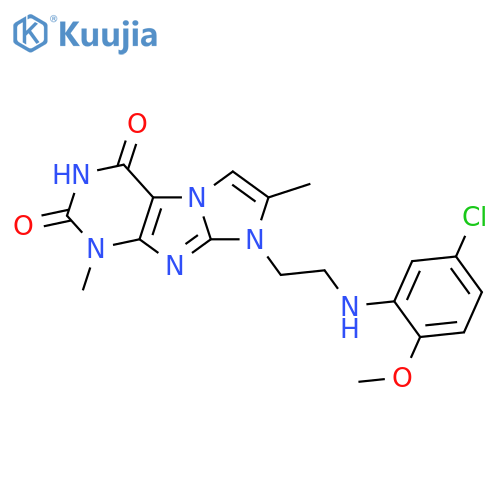8-{2-(5-chloro-2-methoxyphenyl)aminoethyl}-1,7-dimethyl-1H,2H,3H,4H,8H-imidazo1,2-gpurine-2,4-dione structure