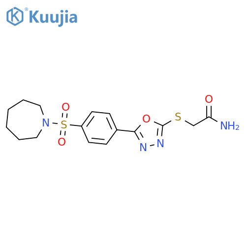 2-({5-4-(azepane-1-sulfonyl)phenyl-1,3,4-oxadiazol-2-yl}sulfanyl)acetamide structure