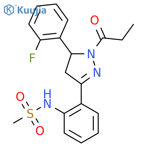 N-{2-5-(2-fluorophenyl)-1-propanoyl-4,5-dihydro-1H-pyrazol-3-ylphenyl}methanesulfonamide structure