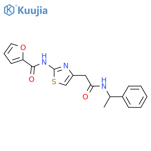 N-(4-{(1-phenylethyl)carbamoylmethyl}-1,3-thiazol-2-yl)furan-2-carboxamide structure