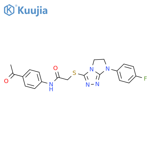 N-(4-acetylphenyl)-2-{7-(4-fluorophenyl)-5H,6H,7H-imidazo2,1-c1,2,4triazol-3-ylsulfanyl}acetamide structure
