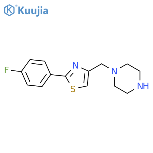 1-{2-(4-fluorophenyl)-1,3-thiazol-4-ylmethyl}piperazine structure