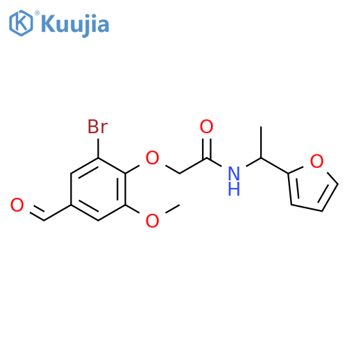 2-(2-bromo-4-formyl-6-methoxyphenoxy)-N-1-(furan-2-yl)ethylacetamide structure