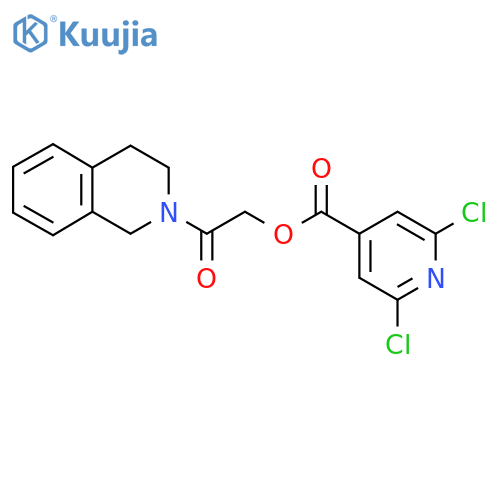 2-Oxo-2-(1,2,3,4-tetrahydroisoquinolin-2-yl)ethyl 2,6-dichloropyridine-4-carboxylate structure