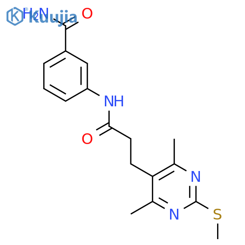 3-{3-[4,6-Dimethyl-2-(methylsulfanyl)pyrimidin-5-yl]propanamido}benzamide structure