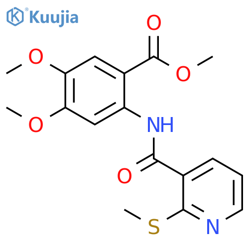 Benzoic acid, 4,5-dimethoxy-2-[[[2-(methylthio)-3-pyridinyl]carbonyl]amino]-, methyl ester structure