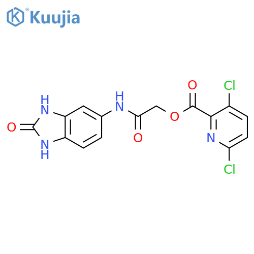 [(2-oxo-2,3-dihydro-1H-1,3-benzodiazol-5-yl)carbamoyl]methyl 3,6-dichloropyridine-2-carboxylate structure