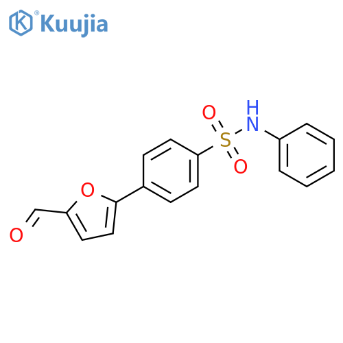4-(5-formylfuran-2-yl)-N-phenylbenzene-1-sulfonamide structure