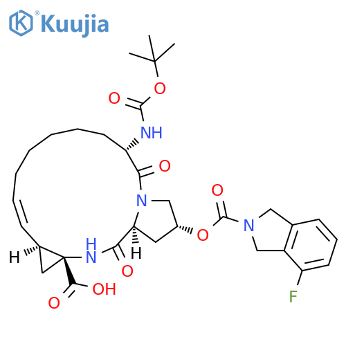 Cyclopropa[e]pyrrolo[1,2-a][1,4]diazacyclopentadecine-14a(5H)-carboxylic acid, 6-[[(1,1-dimethylethoxy)carbonyl]amino]-2-[[(4-fluoro-1,3-dihydro-2H-isoindol-2-yl)carbonyl]oxy]-1,2,3,6,7,8,9,10,11,13a,14,15,16,16a-tetradecahydro-5,16-dioxo-, (2R,6S,12Z,13aS,14aR,16aS)- structure