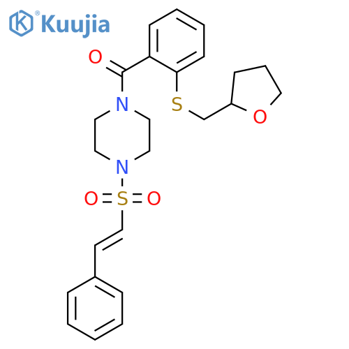 1-(2-{[(Oxolan-2-yl)methyl]sulfanyl}benzoyl)-4-(2-phenylethenesulfonyl)piperazine structure