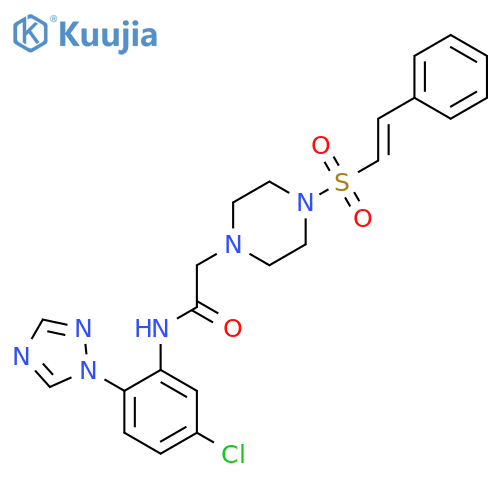 N-[5-chloro-2-(1H-1,2,4-triazol-1-yl)phenyl]-2-[4-(2-phenylethenesulfonyl)piperazin-1-yl]acetamide structure