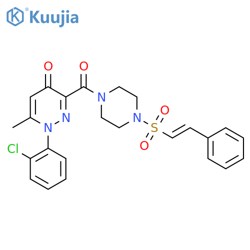 1-(2-chlorophenyl)-6-methyl-3-[4-[(E)-2-phenylethenyl]sulfonylpiperazine-1-carbonyl]pyridazin-4-one structure