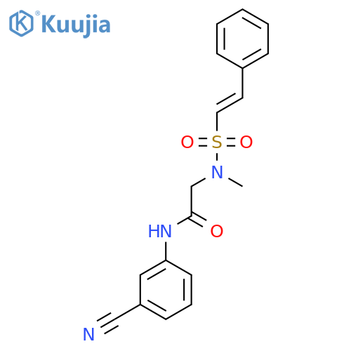 N-(3-cyanophenyl)-2-[methyl-[(E)-2-phenylethenyl]sulfonylamino]acetamide structure