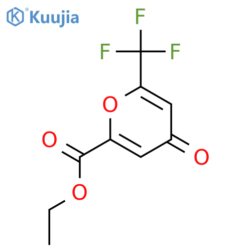 4-Oxo-6-trifluoromethyl-4H-pyran-2-carboxylic acid ethyl ester structure