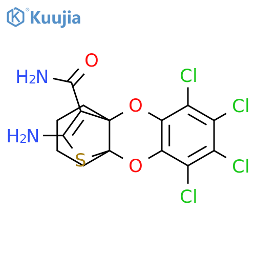 <br>12-amino-6,7,8,9-tetrachloro-1,2,3,4-tetrahydro-4a,10a-(epithioetheno)oxant hrene-11-carboxamide structure