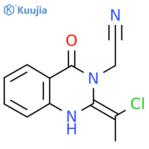 2-2-(1-chloroethylidene)-4-oxo-1,2,3,4-tetrahydroquinazolin-3-ylacetonitrile structure