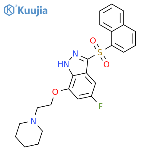 1H-Indazole,5-fluoro-3-(1-naphthalenylsulfonyl)-7-[2-(1-piperidinyl)ethoxy]- structure