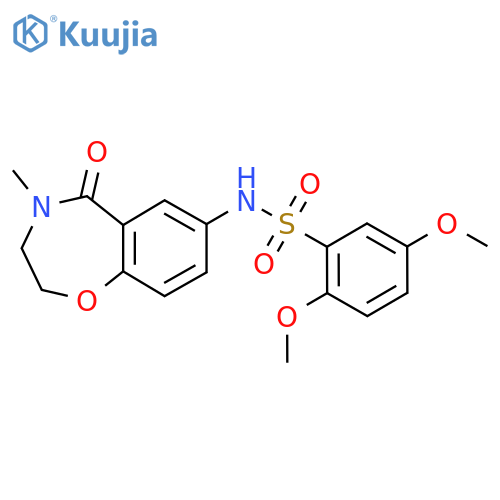 2,5-dimethoxy-N-(4-methyl-5-oxo-2,3,4,5-tetrahydro-1,4-benzoxazepin-7-yl)benzene-1-sulfonamide structure