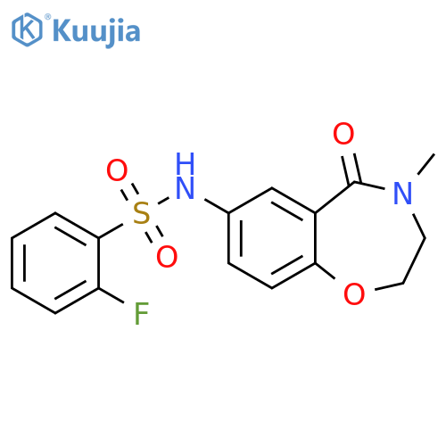 2-fluoro-N-(4-methyl-5-oxo-2,3,4,5-tetrahydro-1,4-benzoxazepin-7-yl)benzene-1-sulfonamide structure