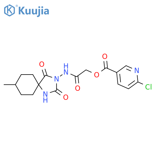 ({8-Methyl-2,4-dioxo-1,3-diazaspiro[4.5]decan-3-yl}carbamoyl)methyl 6-chloropyridine-3-carboxylate structure