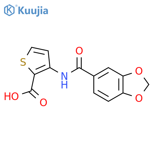 3-(2H-1,3-Benzodioxole-5-amido)thiophene-2-carboxylic acid structure