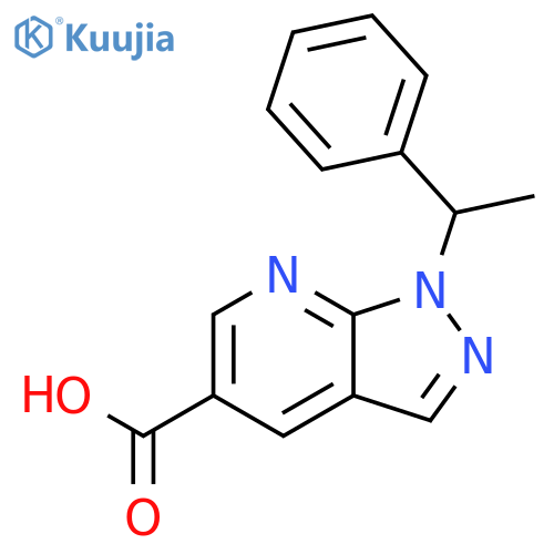 1H-Pyrazolo[3,4-b]pyridine-5-carboxylic acid, 1-(1-phenylethyl)- structure