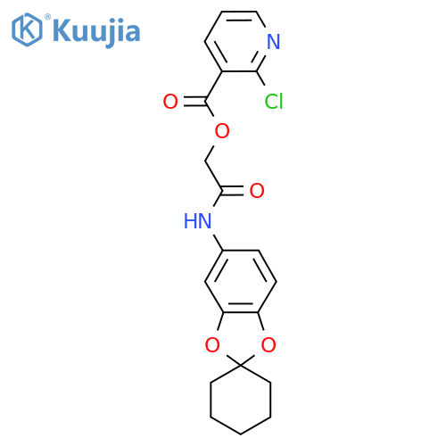 ({Spiro[1,3-dioxaindane-2,1'-cyclohexan]-6-yl}carbamoyl)methyl 2-chloropyridine-3-carboxylate structure