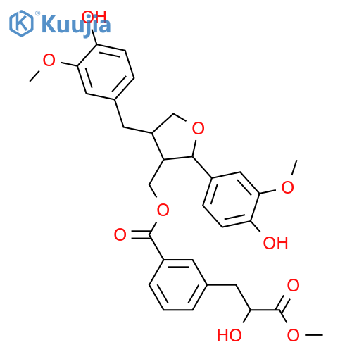7,9'-Epoxy-8,8'-lignan-3,3',4,4',9-pentol; (7R,8S,8'S)-form, 3,3'-Di-Me ether, 9-O-[3-[2R-hydroxy-2-(methoxycarbonyl)ethyl]benzoyl] structure