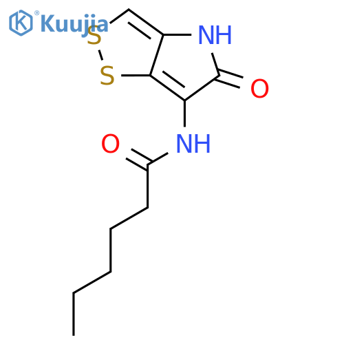 N-(5-oxo-4,5-dihydro[1,2]dithiolo[4,3-b]pyrrol-6-yl)hexanamide structure