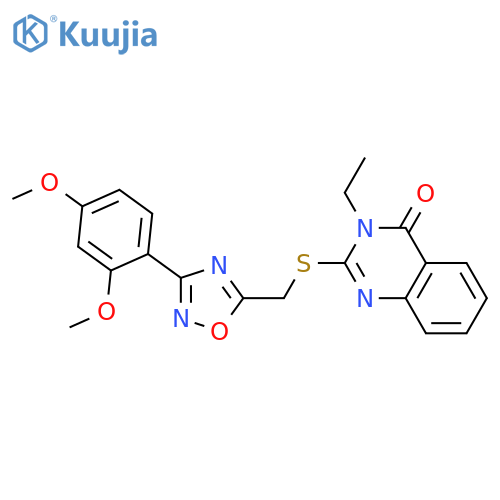2-({3-(2,4-dimethoxyphenyl)-1,2,4-oxadiazol-5-ylmethyl}sulfanyl)-3-ethyl-3,4-dihydroquinazolin-4-one structure