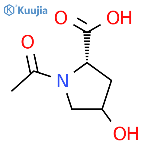 (2S)-1-acetyl-4-hydroxypyrrolidine-2-carboxylic acid structure