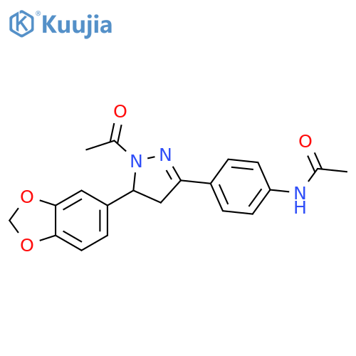 N-{4-1-acetyl-5-(2H-1,3-benzodioxol-5-yl)-4,5-dihydro-1H-pyrazol-3-ylphenyl}acetamide structure