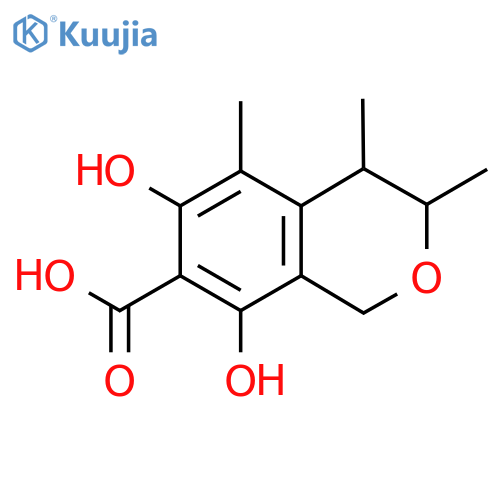 3,4-Dihydro-6,8-dihydroxy-3,4,5-trimethyl-1H-2-benzopyran-7-carboxylic acid structure