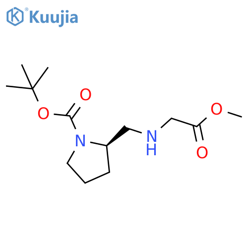 1-Pyrrolidinecarboxylic acid, 2-[[(2-methoxy-2-oxoethyl)amino]methyl]-,1,1-dimethylethyl ester, (2R)- structure