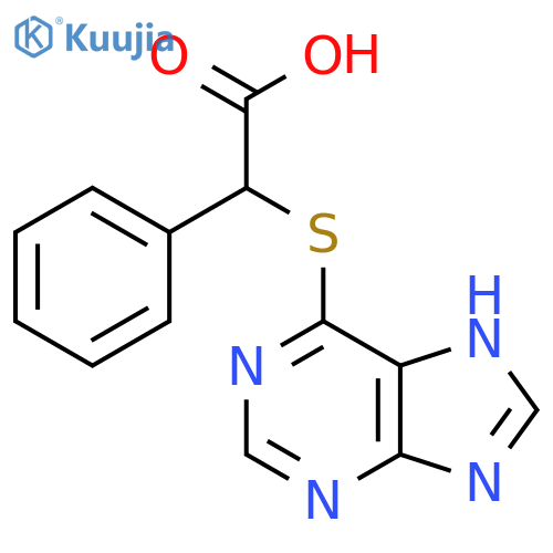 2-phenyl-2-(7H-purin-6-ylsulfanyl)acetic acid structure