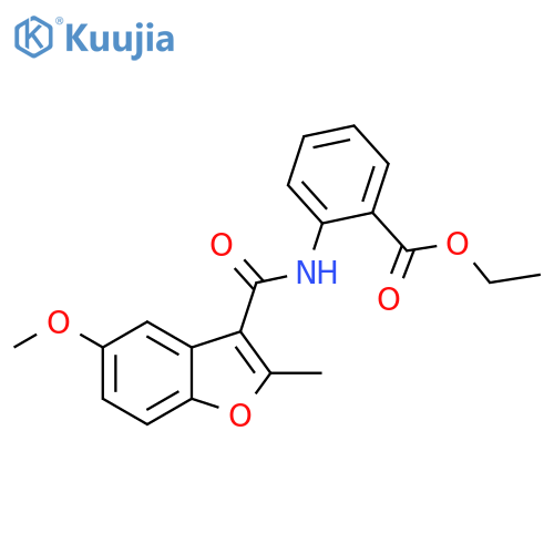 ethyl 2-(5-methoxy-2-methyl-1-benzofuran-3-amido)benzoate structure