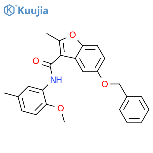 5-(benzyloxy)-N-(2-methoxy-5-methylphenyl)-2-methyl-1-benzofuran-3-carboxamide structure
