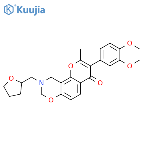3-(3,4-dimethoxyphenyl)-2-methyl-9-(oxolan-2-yl)methyl-4H,8H,9H,10H-chromeno8,7-e1,3oxazin-4-one structure