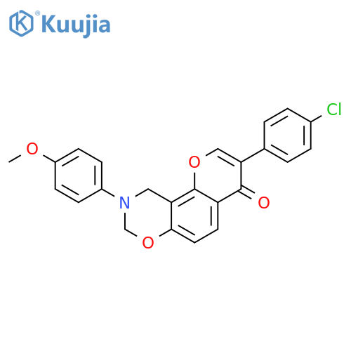 3-(4-chlorophenyl)-9-(4-methoxyphenyl)-4H,8H,9H,10H-chromeno8,7-e1,3oxazin-4-one structure