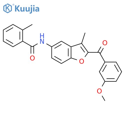 N-2-(3-methoxybenzoyl)-3-methyl-1-benzofuran-5-yl-2-methylbenzamide structure