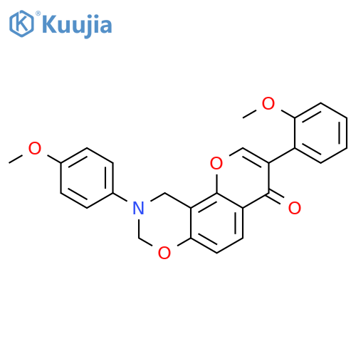 3-(2-methoxyphenyl)-9-(4-methoxyphenyl)-4H,8H,9H,10H-chromeno8,7-e1,3oxazin-4-one structure